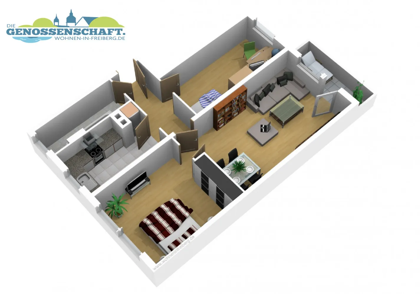 3 Zimmer Wohnung mit 57 m² in Freiberg – Bild 2
