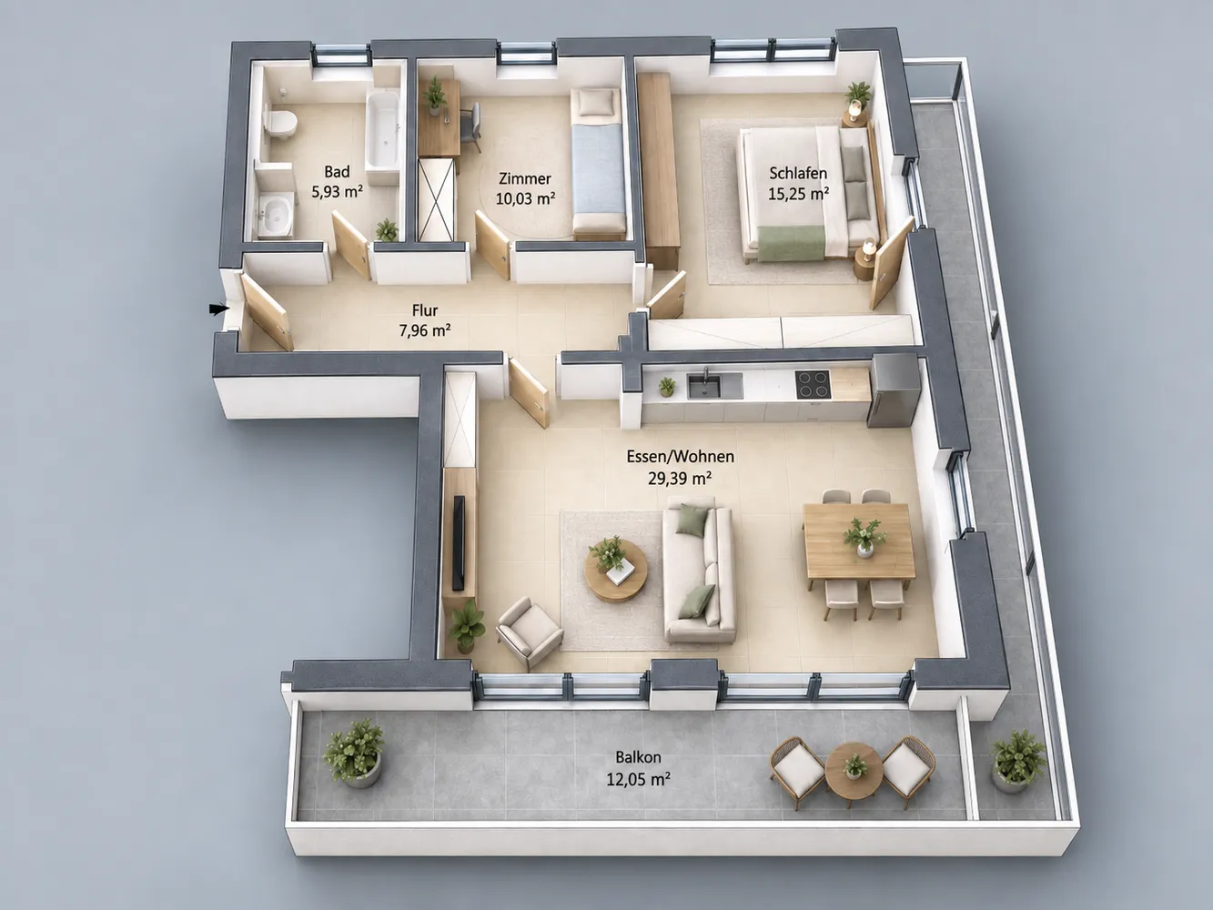 3 Zimmer Wohnung mit 73 m² in Lübeck – Bild 1
