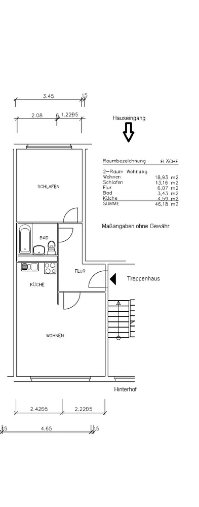 2 Zimmer Wohnung mit 46 m² in Neubrandenburg – Bild 3
