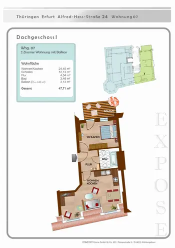 2 Zimmer Wohnung mit 48 m² in Erfurt – Bild 6