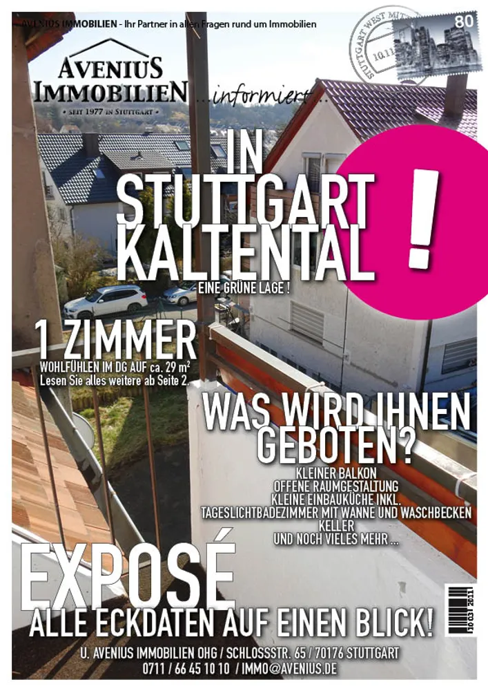 1 Zimmer Wohnung mit 29 m² in Stuttgart – Bild 1