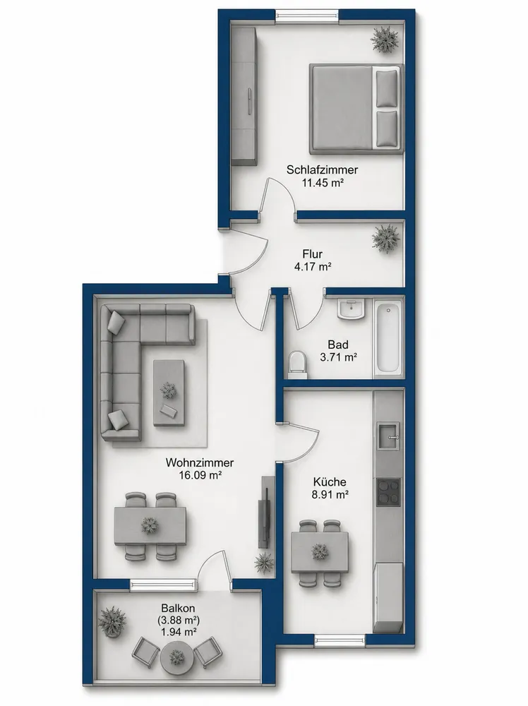2 Zimmer Wohnung mit 47 m² in Greifswald – Bild 9