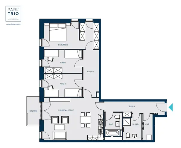 4 Zimmer Wohnung mit 117 m² in Frankfurt am Main – Bild 2