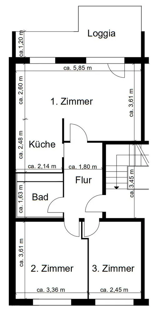 3 Zimmer Wohnung mit 59 m² in Cottbus – Bild 2