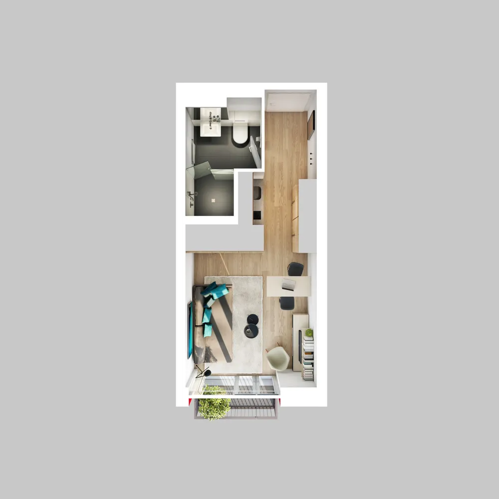 1 Zimmer Wohnung mit 21 m² in Augsburg – Bild 3