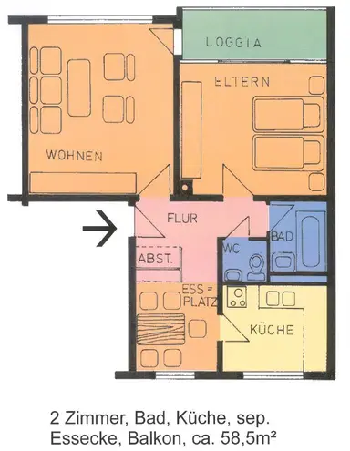 2 Zimmer Wohnung mit 59 m² in Kassel – Bild 2