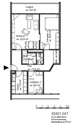 3 Zimmer Wohnung mit 78 m² in Hannover – Bild 2