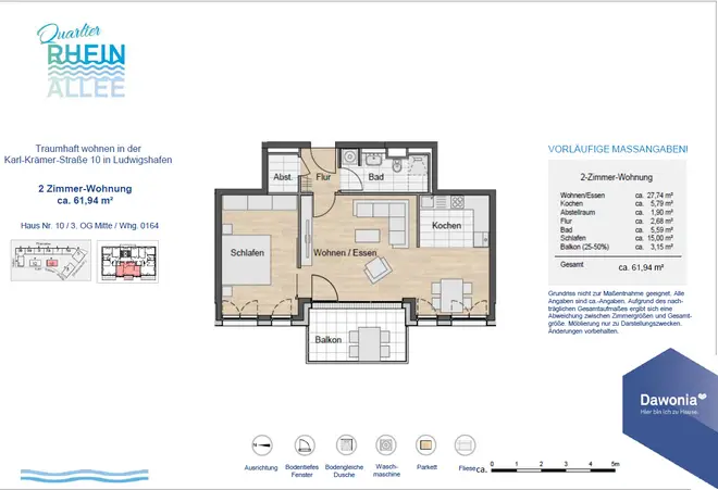 2 Zimmer Wohnung mit 62 m² in Ludwigshafen am Rhein – Bild 3