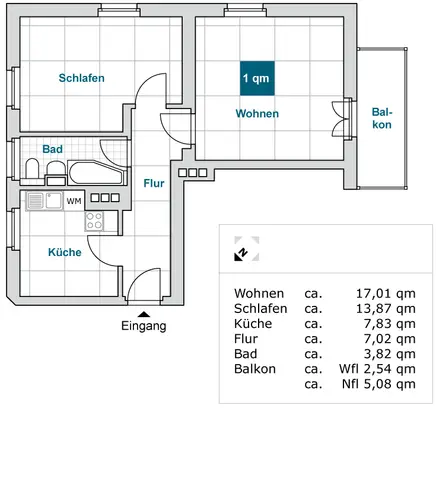 2 Zimmer Wohnung mit 52 m² in Dresden – Bild 2