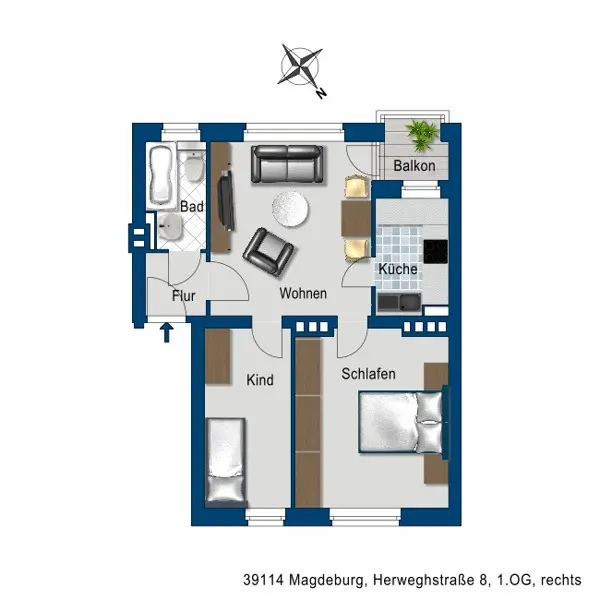 3 Zimmer Wohnung mit 46 m² in Magdeburg – Bild 5