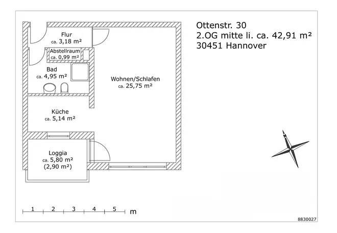 1 Zimmer Wohnung mit 43 m² in Hannover – Bild 2