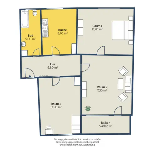 3 Zimmer Wohnung mit 69 m² in Leipzig – Bild 2