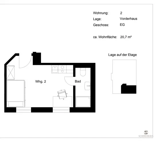 1 Zimmer Wohnung mit 21 m² in Marburg – Bild 6