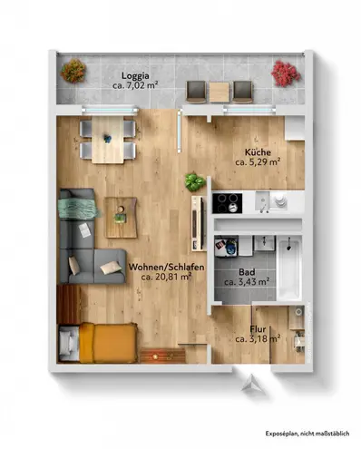 1 Zimmer Wohnung mit 36 m² in Chemnitz – Bild 2