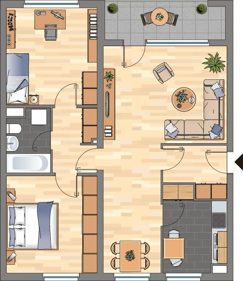 3 Zimmer Wohnung mit 77 m² in Wolfsburg – Bild 2