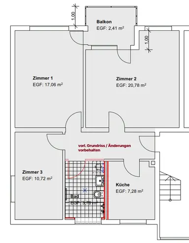 3 Zimmer Wohnung mit 70 m² in Kassel – Bild 2