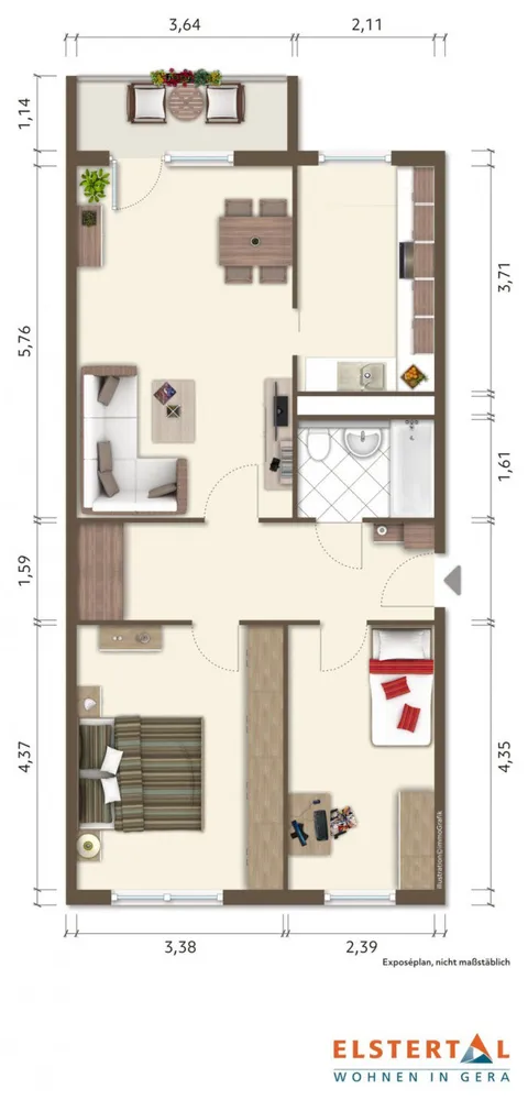 3 Zimmer Wohnung mit 70 m² in Gera – Bild 2