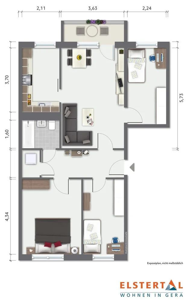 4 Zimmer Wohnung mit 80 m² in Gera – Bild 2