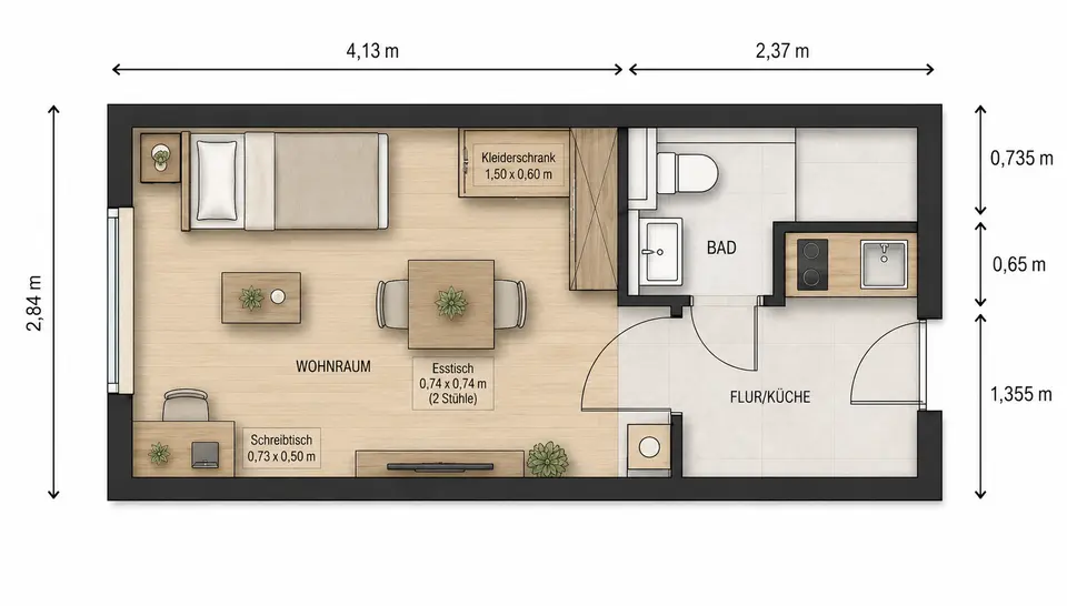 Studio mit 18 m² in Bayreuth – Bild 9