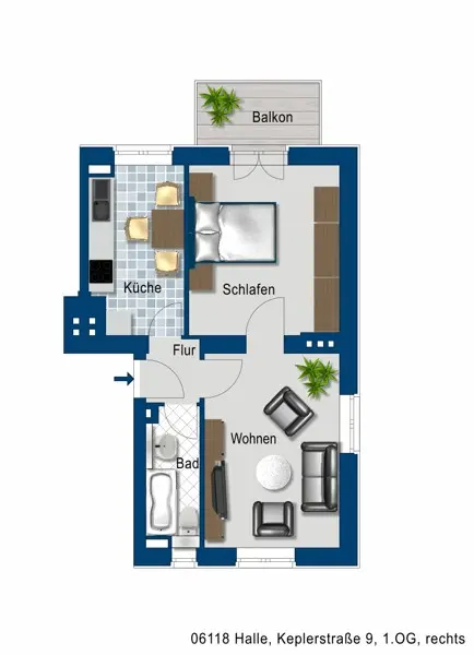 2 Zimmer Wohnung mit 47 m² in Halle (Saale) – Bild 5