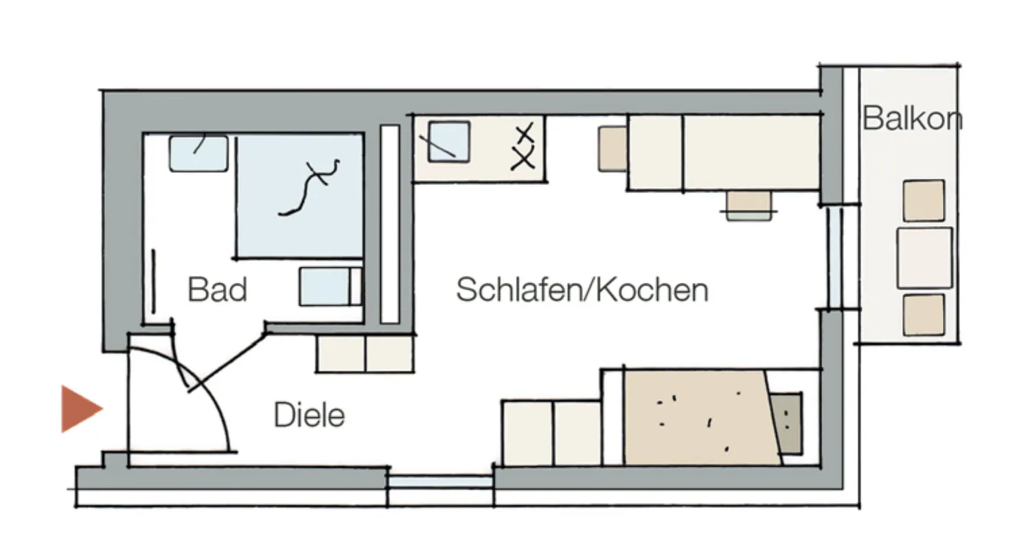 1 Zimmer Wohnung mit 21 m² in Erlangen – Bild 1