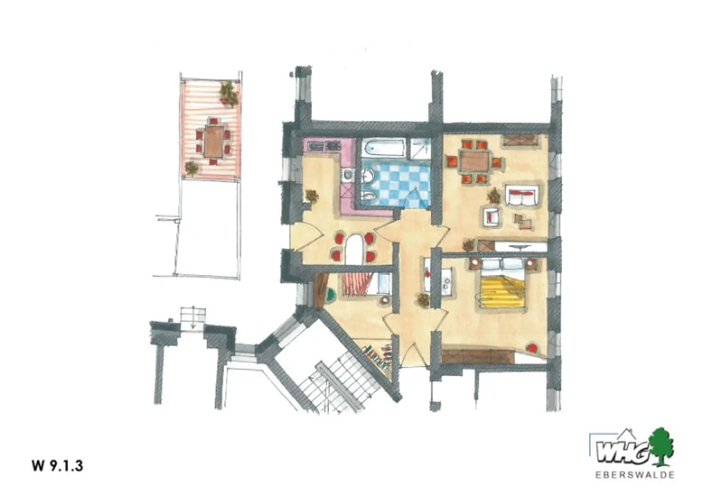 3 Zimmer Wohnung mit 81 m² in Eberswalde – Bild 2