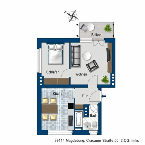2 Zimmer Wohnung mit 47 m² in Magdeburg – Bild 3