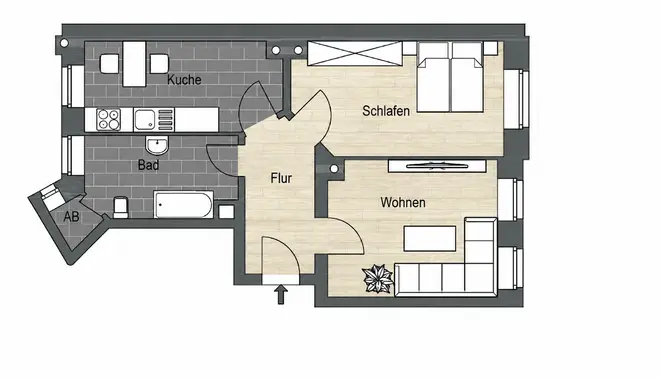 3 Zimmer Wohnung mit 54 m² in Leipzig – Bild 2