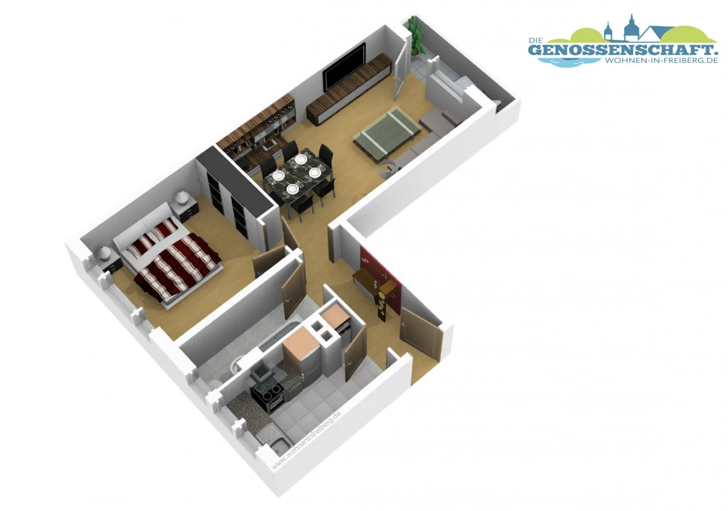2 Zimmer Wohnung mit 49 m² in Freiberg – Bild 2