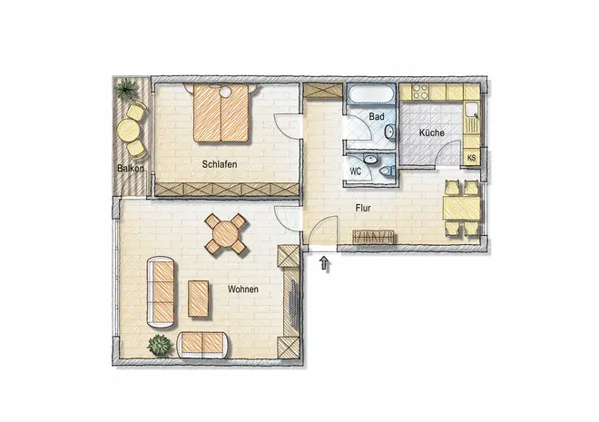 2 Zimmer Wohnung mit 63 m² in Kassel – Bild 2