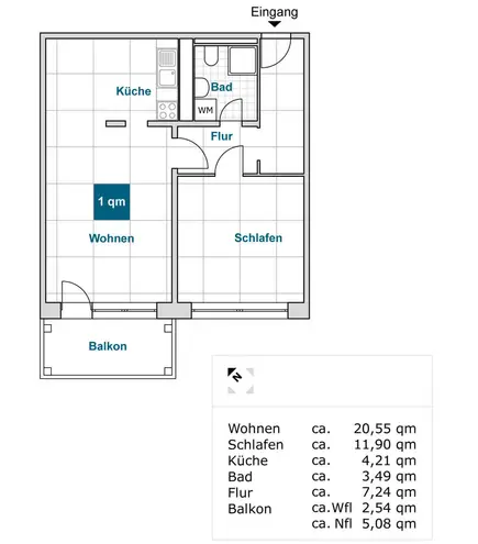 2 Zimmer Wohnung mit 47 m² in Dresden – Bild 2