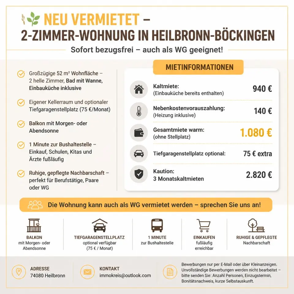 2 Zimmer Wohnung mit 65 m² in Heilbronn – Bild 6