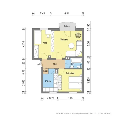3 Zimmer Wohnung mit 52 m² in Hanau – Bild 5