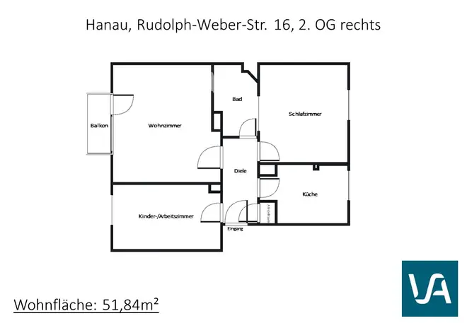 3 Zimmer Wohnung mit 52 m² in Hanau – Bild 9