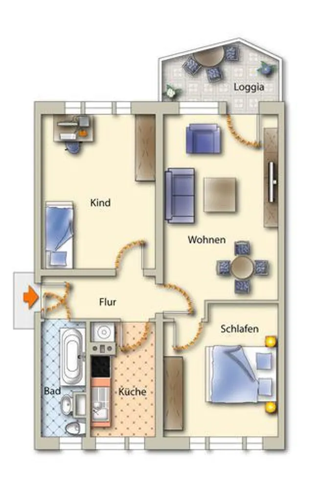 3 Zimmer Wohnung mit 66 m² in Freiberg – Bild 2
