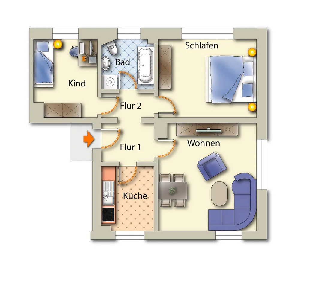 3 Zimmer Wohnung mit 62 m² in Freiberg – Bild 2