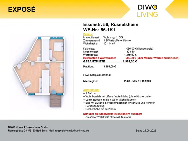2 Zimmer Wohnung mit 101 m² in Rüsselsheim am Main – Bild 2