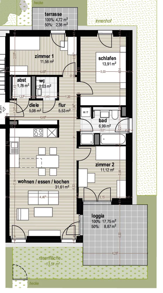 4 Zimmer Wohnung mit 100 m² in Neu-Ulm – Bild 3