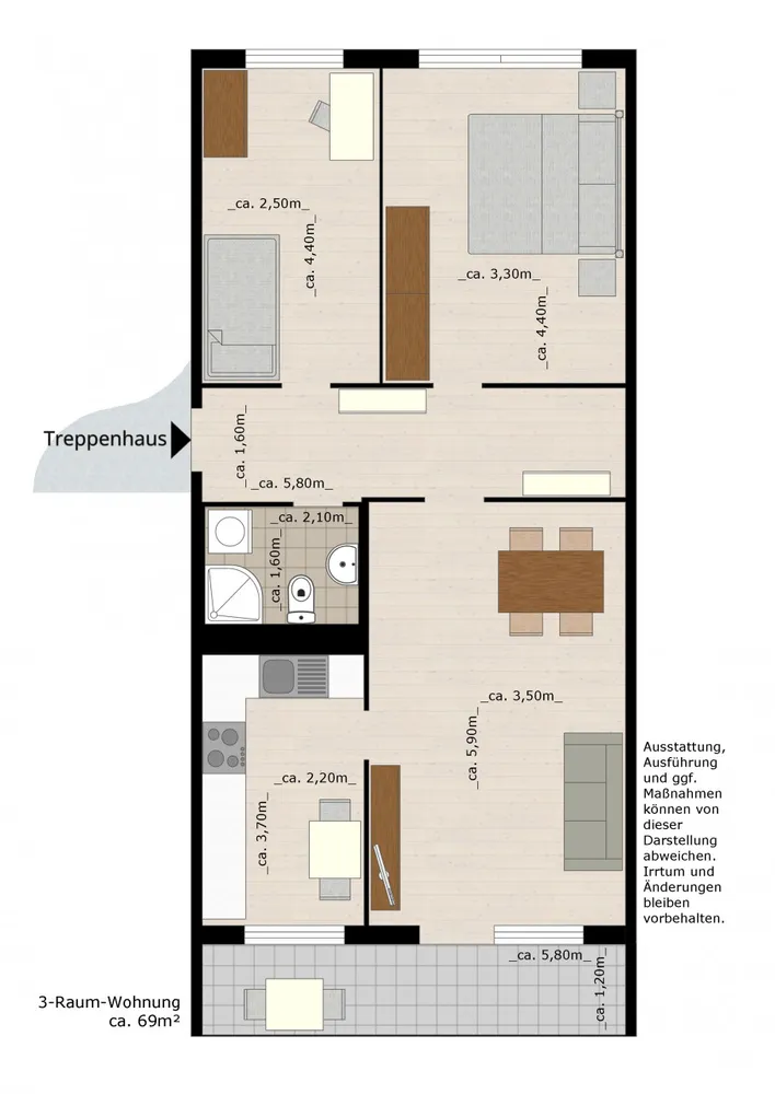 3 Zimmer Wohnung mit 69 m² in Dessau-Roßlau – Bild 2