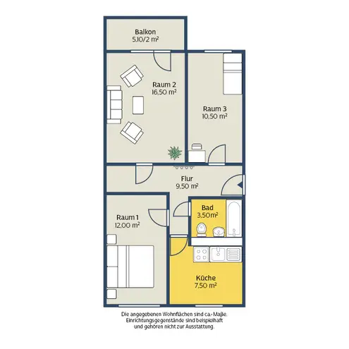 3 Zimmer Wohnung mit 63 m² in Leipzig – Bild 2