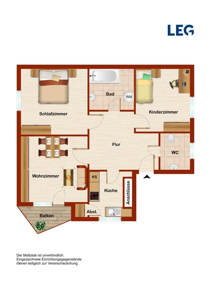 3 Zimmer Wohnung mit 64 m² in Hamm – Bild 2
