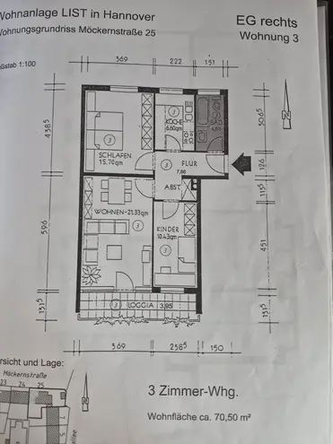 3 Zimmer Wohnung mit 71 m² in Hannover – Bild 2
