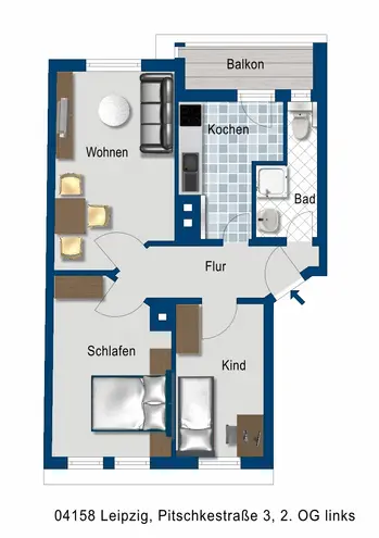 3 Zimmer Wohnung mit 57 m² in Leipzig – Bild 2