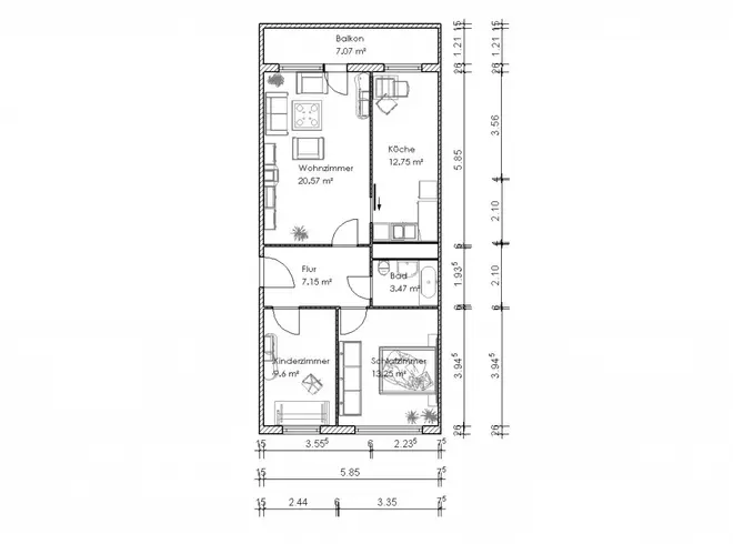 3 Zimmer Wohnung mit 69 m² in Magdeburg – Bild 2