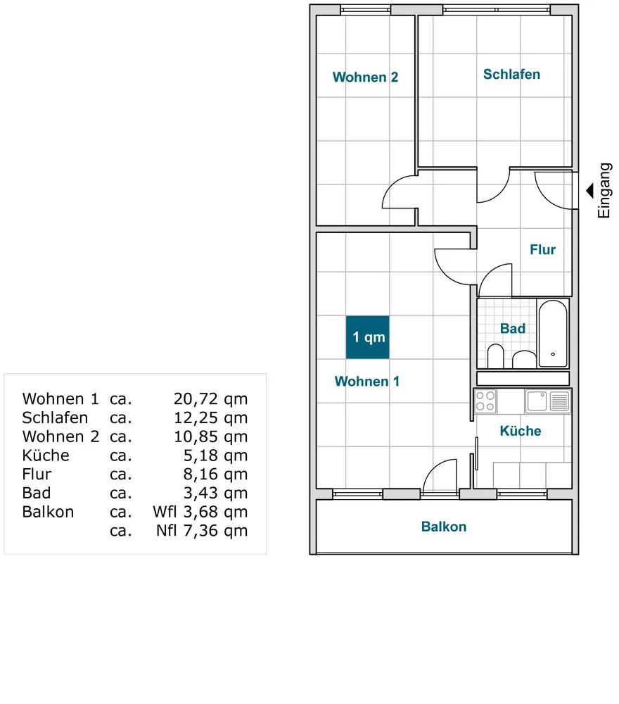 3 Zimmer Wohnung mit 64 m² in Dresden – Bild 2