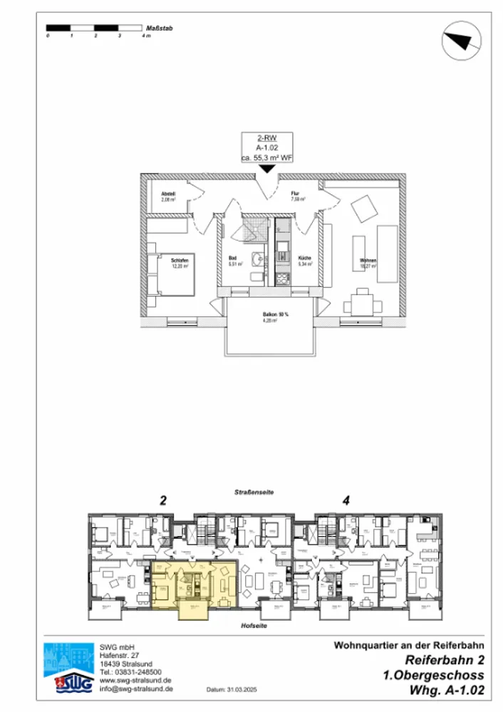 2 Zimmer Wohnung mit 55 m² in Stralsund – Bild 3