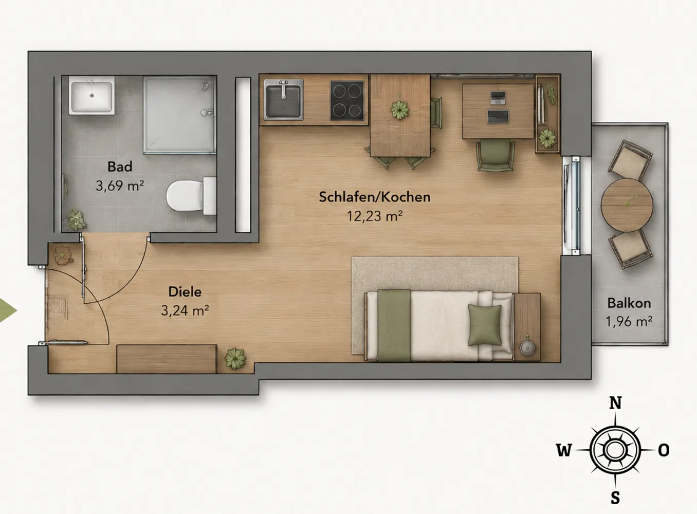 1 Zimmer Wohnung mit 20 m² in Erlangen – Bild 8