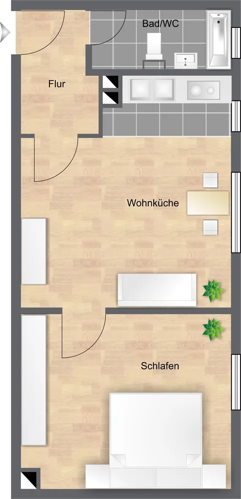 1 Zimmer Wohnung mit 37 m² in Augsburg – Bild 1