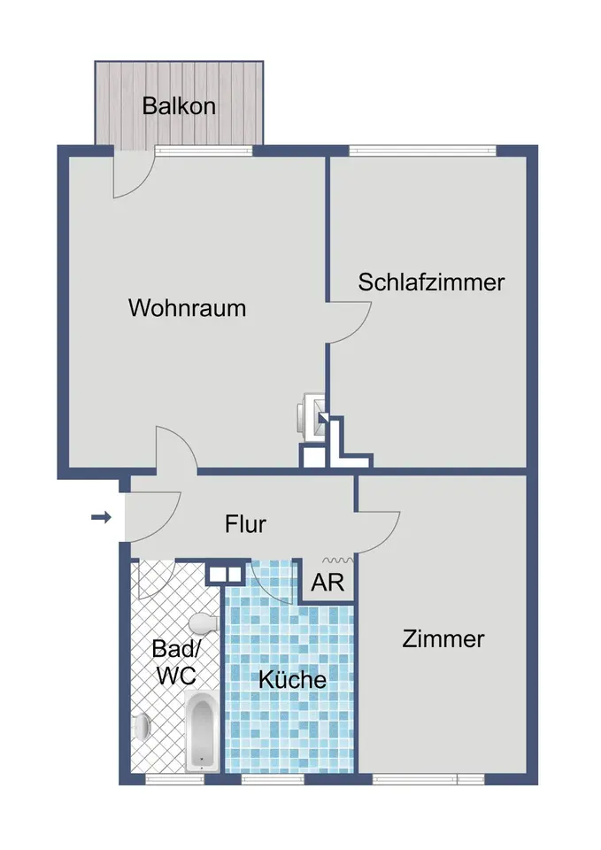 3 Zimmer Wohnung mit 66 m² in Wiesbaden – Bild 2