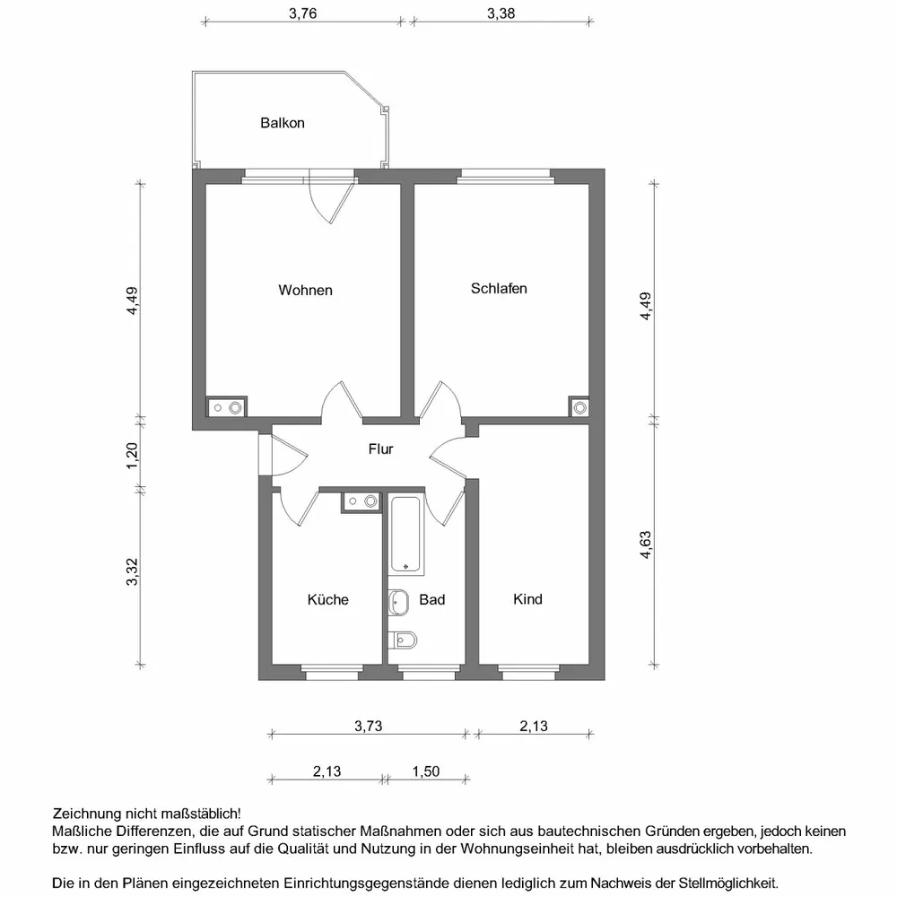 3 Zimmer Wohnung mit 59 m² in Zwickau – Bild 2
